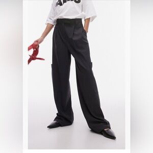 Top Shop Gray Herringbone Wide-Leg Women's Cargo Pants